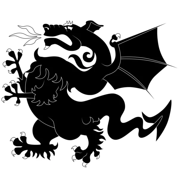 Fekete ősi sárkány — Stock Vector