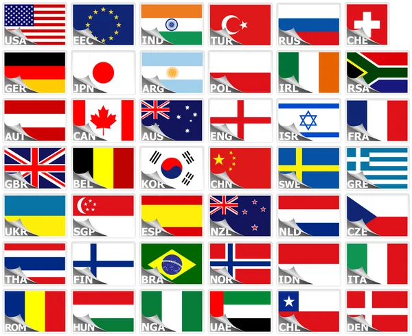 Banderas del mundo establecidas — Vector de stock