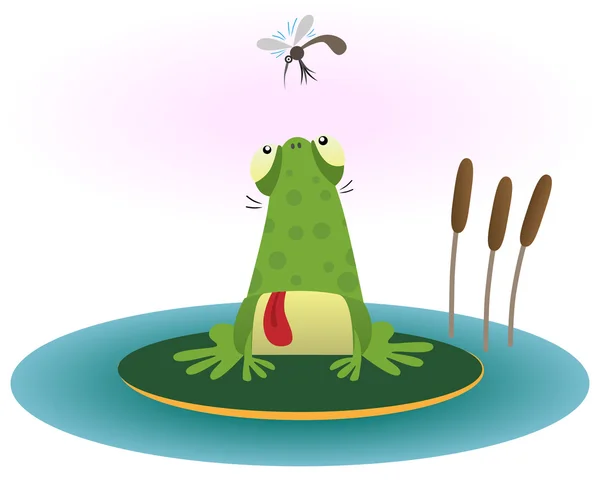 Rana y mosquito — Archivo Imágenes Vectoriales