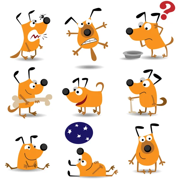 Funny dogs set — Stock Vector