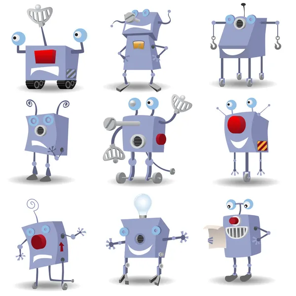 面白いロボット セット — ストックベクタ