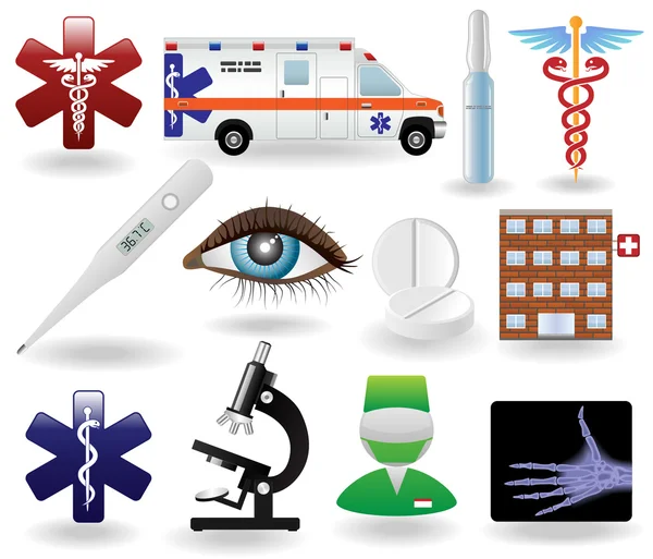 Zdravotní sada ikon a symbolů — Stockový vektor