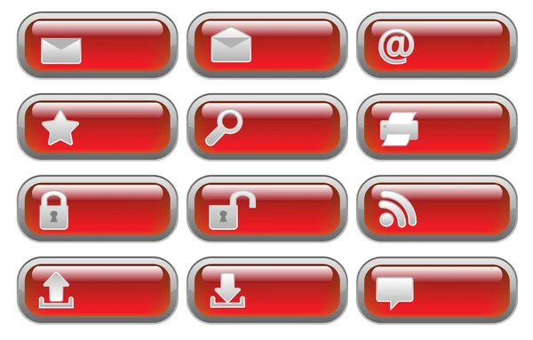 Shiny red Internet buttons set — Stock Vector