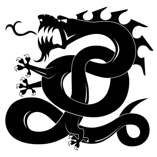 Silhouet van een aanval op dragon — Stockvector