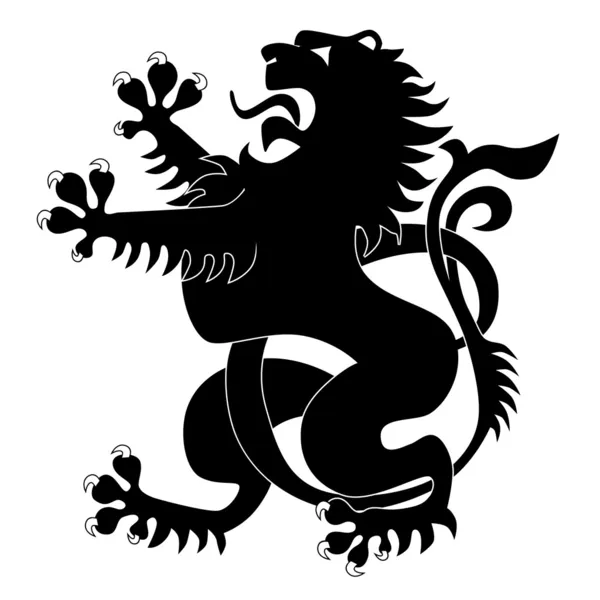 Silhouet van heraldieke leeuw — Stockvector
