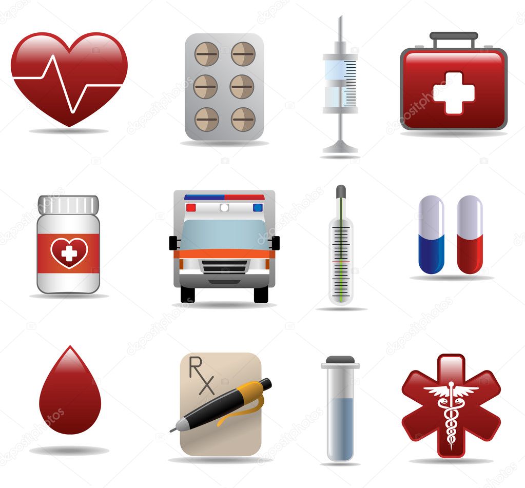 Medical and hospital shiny icons set