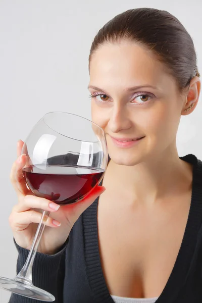 stock image Beautiful young lady with a glass of wine