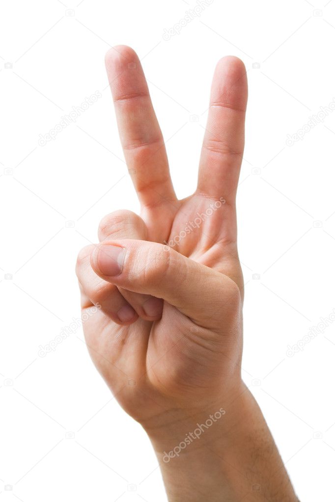 Hand showing the V sign