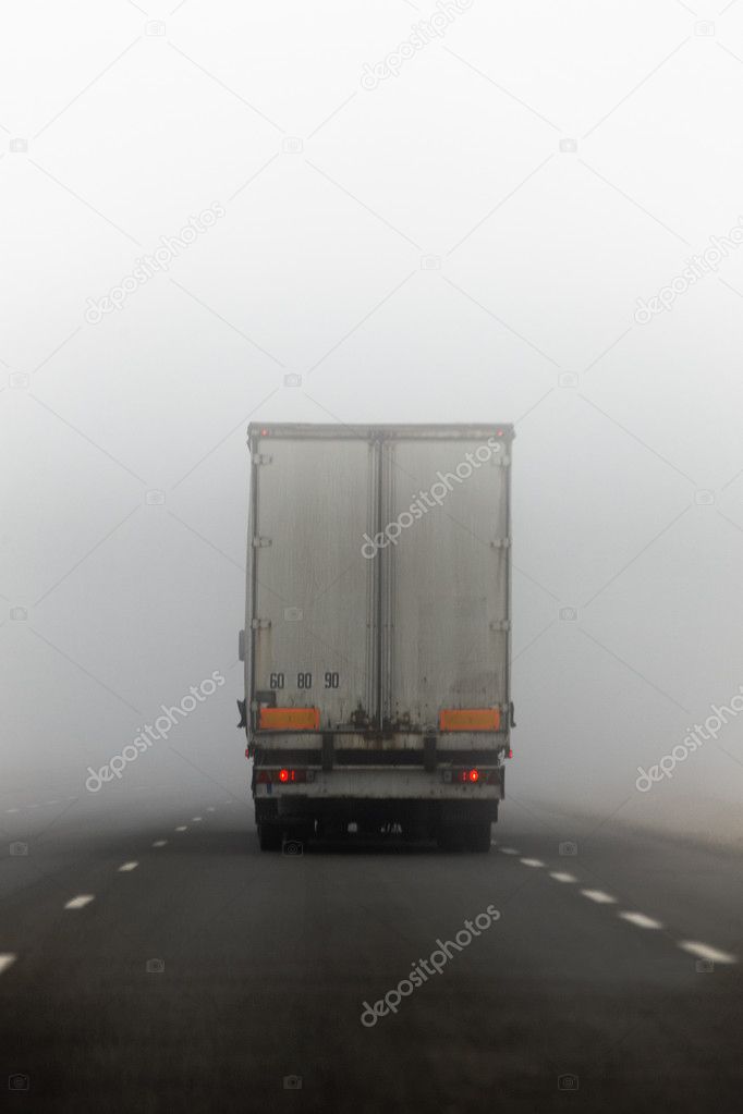 Truck and fog