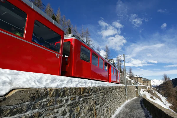 Alpine red train — Stock Photo, Image