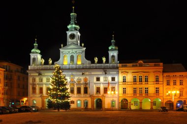 City square on night time clipart