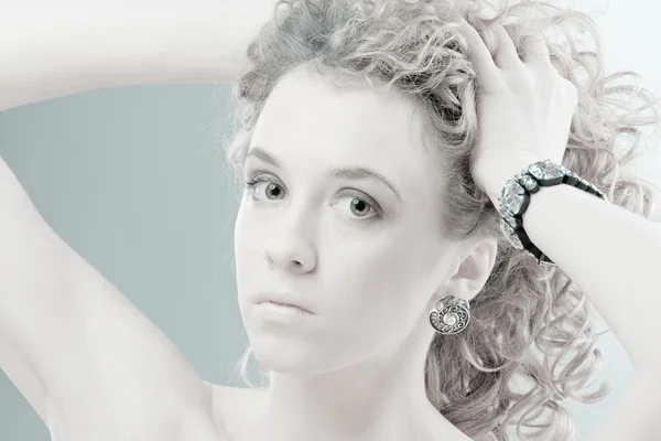 Beautiful curly women studio portrait — Stock Fotó