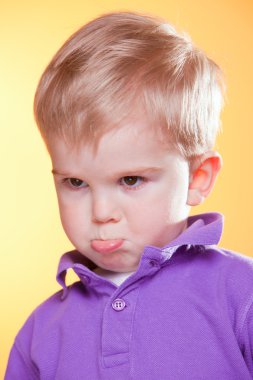 Blonde little upset boy pout clipart