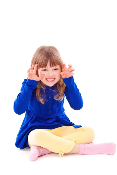 Funny hamming little girl — Stock Photo, Image