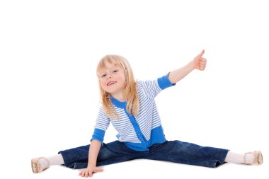 Stretching girl show ok sign clipart