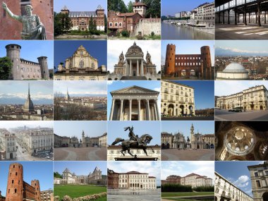 Turin landmarks collage clipart