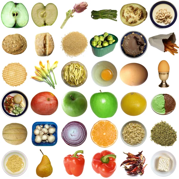 Collage de alimentos aislados — Foto de Stock
