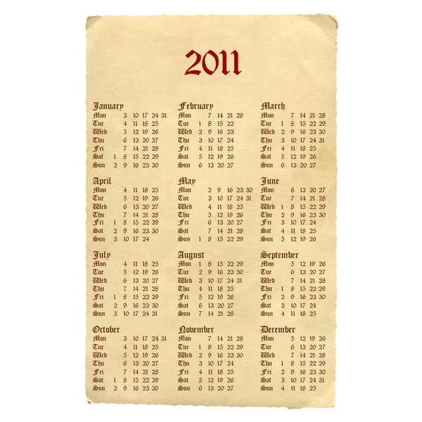 Calendário gótico 2011 — Fotografia de Stock