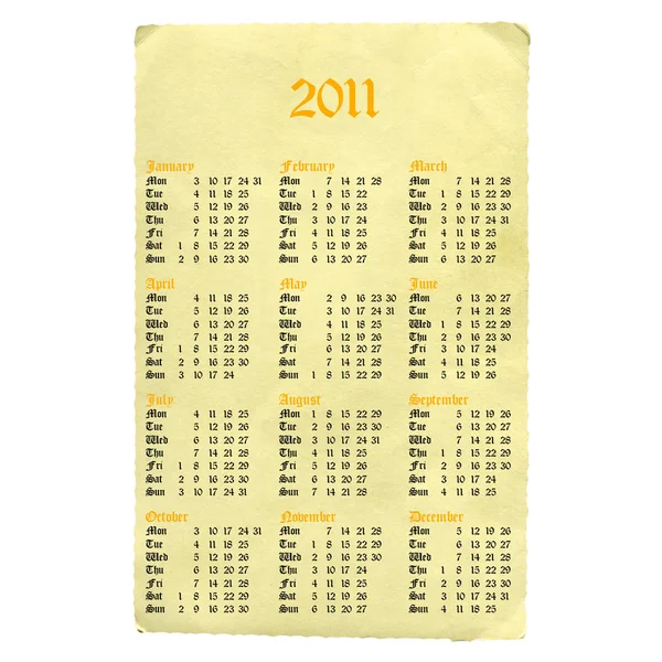 Gotyckie kalendarz 2011 — Zdjęcie stockowe