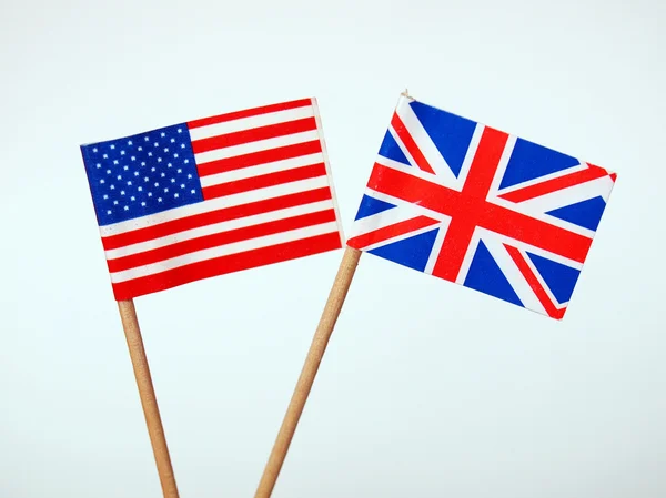 Британські та американські прапори — стокове фото