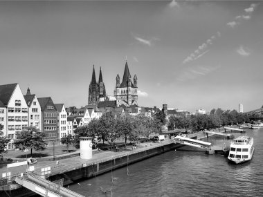 View of the city of Koeln (Cologne) in Germany - high dynamic range HDR - black and white clipart