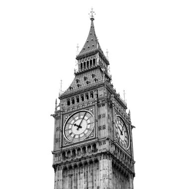Big ben, Parlamento, westminster Sarayı, Londra Gotik mimarisi - yüksek dinamik aralık hdr - siyah ve beyaz evler