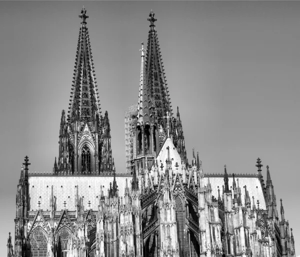 科隆大 Dom 高动态范围 Hdr 黑色和白色的哥特式大教堂教堂 — 图库照片