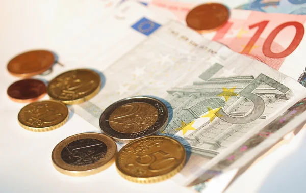 Notas Moedas Euro Moeda União Europeia — Fotografia de Stock