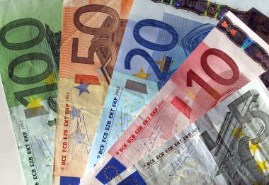 Euro banknote (currency of the European Union) - selective focus clipart