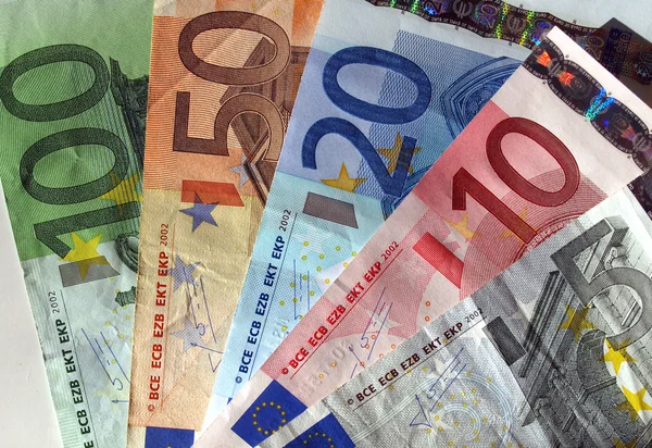 Банкноти Євро Валюта Європейського Союзу Селективних Фокус — стокове фото