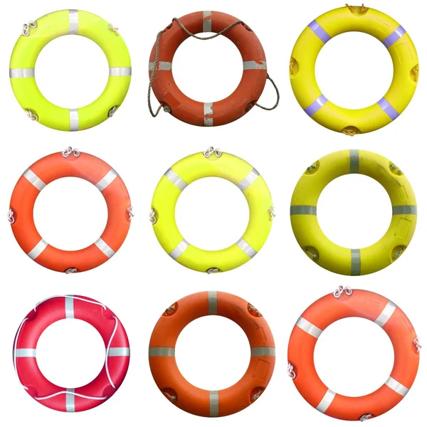 stock image Collage of life buoy for safety at sea