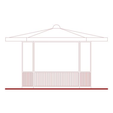 Architectural drawing of a kiosk or alfresco bar dehors (based on my own drawings) clipart