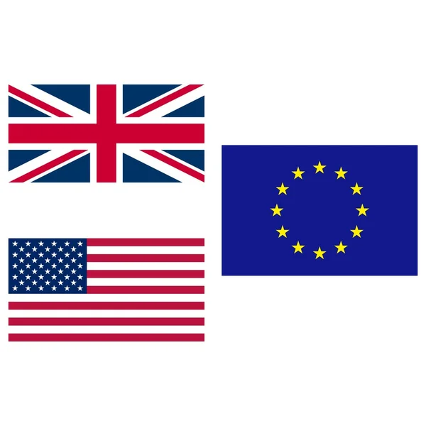 stock image United Kingdom (UK), United States (USA) and Europe (EU) flags