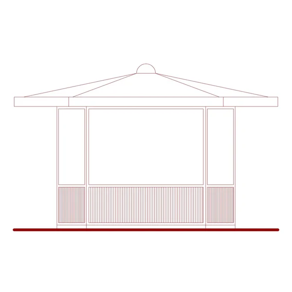 Architectural Drawing Kiosk Alfresco Bar Dehors Based Own Drawings — Stock Photo, Image