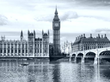 Parlamento, westminster Sarayı, Londra Gotik mimarisi - yüksek dinamik aralık hdr - siyah ve beyaz evler