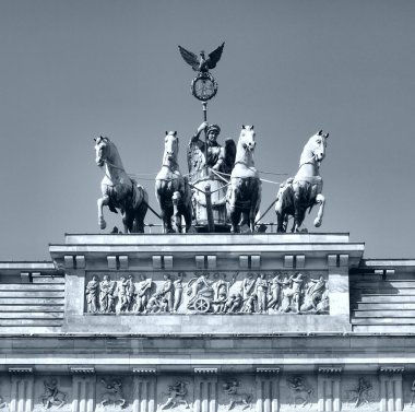 Brandenburger Tor (Brandenburg Gate), famous landmark in Berlin, Germany - high dynamic range HDR - black and white clipart