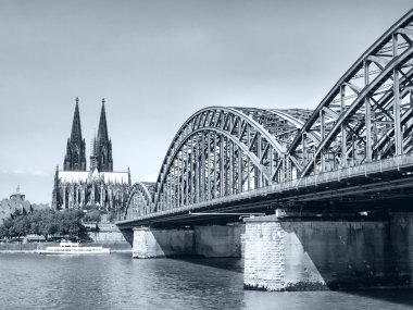 View of the city of Koeln (Cologne) in Germany - high dynamic range HDR - black and white clipart