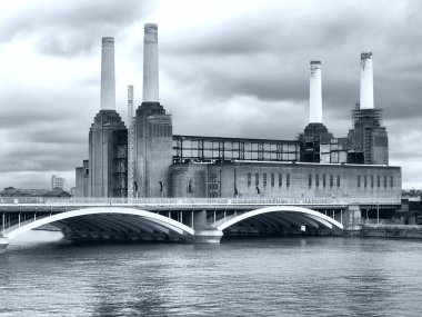 Battersea güç istasyonu, Londra, İngiltere, İngiltere - yüksek dinamik aralık hdr - siyah beyaz
