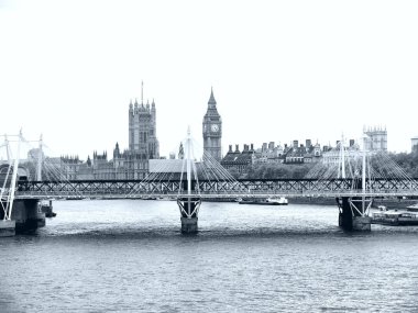 river thames, london, İngiltere - yüksek dinamik aralık hdr - siyah-beyaz'ın panoramik manzarasını