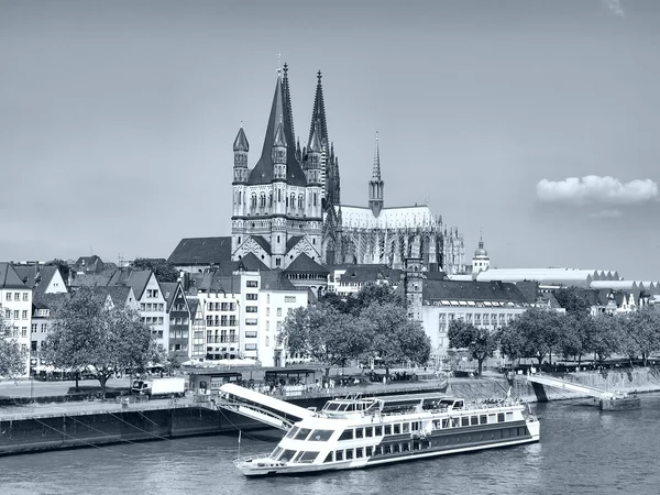 Vue Ville Koeln Cologne Allemagne Hdr Haute Dynamique Noir Blanc — Photo