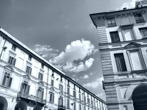 Alte Zentrale Barocke Straße Turin Torino Hoher Dynamikbereich Hdr Schwarz — Stockfoto