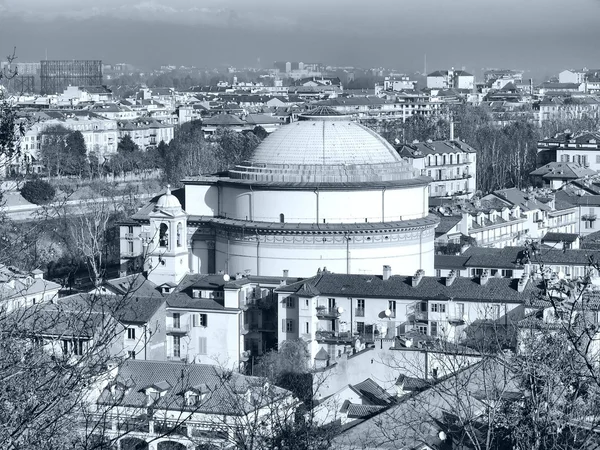 拉格兰 Madre 在都灵 意大利 高动态范围 Hdr 黑色和白色大教堂 — 图库照片
