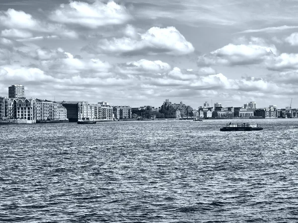 Docks London Docklands River Thames High Dynamic Range Hdr Black — Stock Fotó