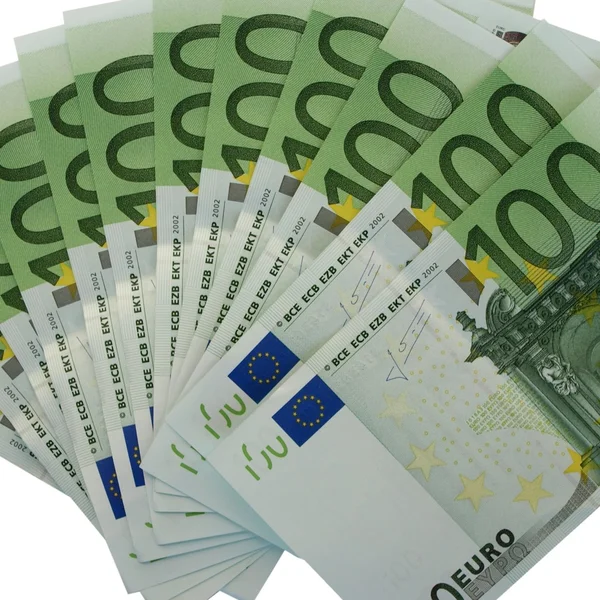 Eurobankbiljetten Geld Geïsoleerd Witte Achtergrond — Stockfoto