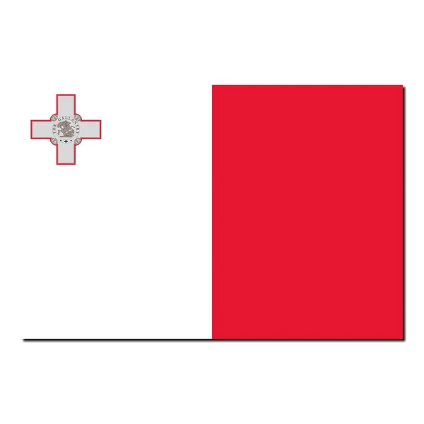 National Flag Malta Shadow White Background — Stock Photo, Image