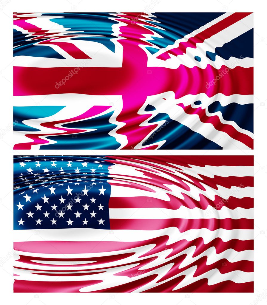 Illustration of the national flag - rippled water waves ripples - United Kingdom - United States