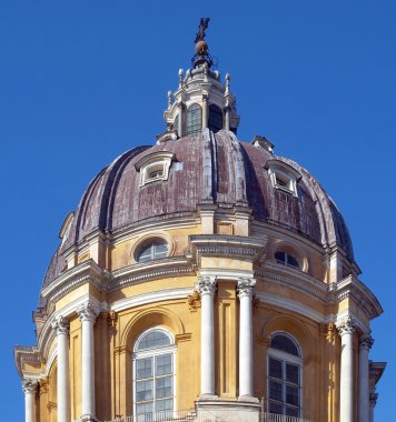 Basilica di superga kilise turin Hill, İtalya - dikdörtgen çizgili önden görünümü