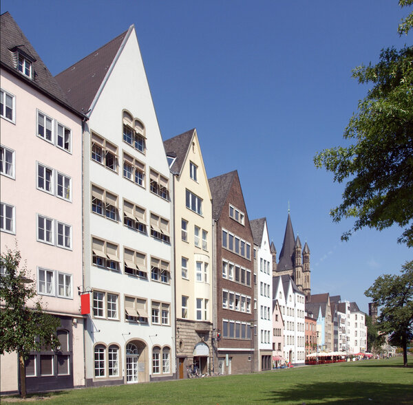 View of the city of Koeln (Cologne) in Germany - rectilinear frontal view