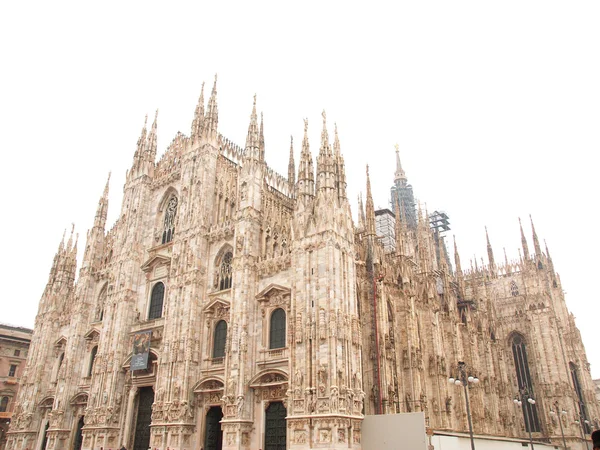 Duomo Milano Milan Gotik Katedral Kilise Beyaz Arka Plan Üzerinde — Stok fotoğraf