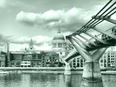 St Paul Cathedral in London, United Kingdom (UK) - high dynamic range HDR - black and white clipart